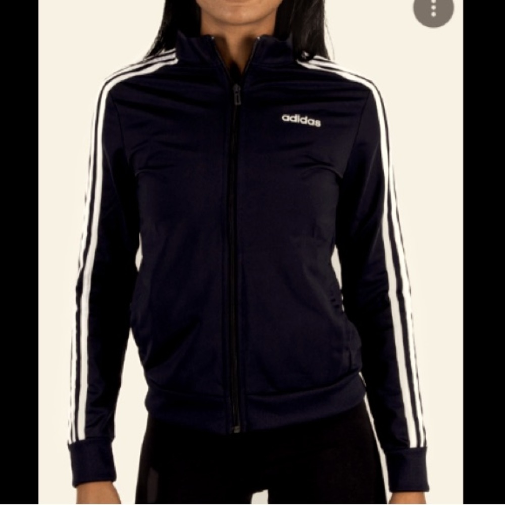 ADIDAS sweatshirt sweater jacket sports athletic zip black white striped blouse